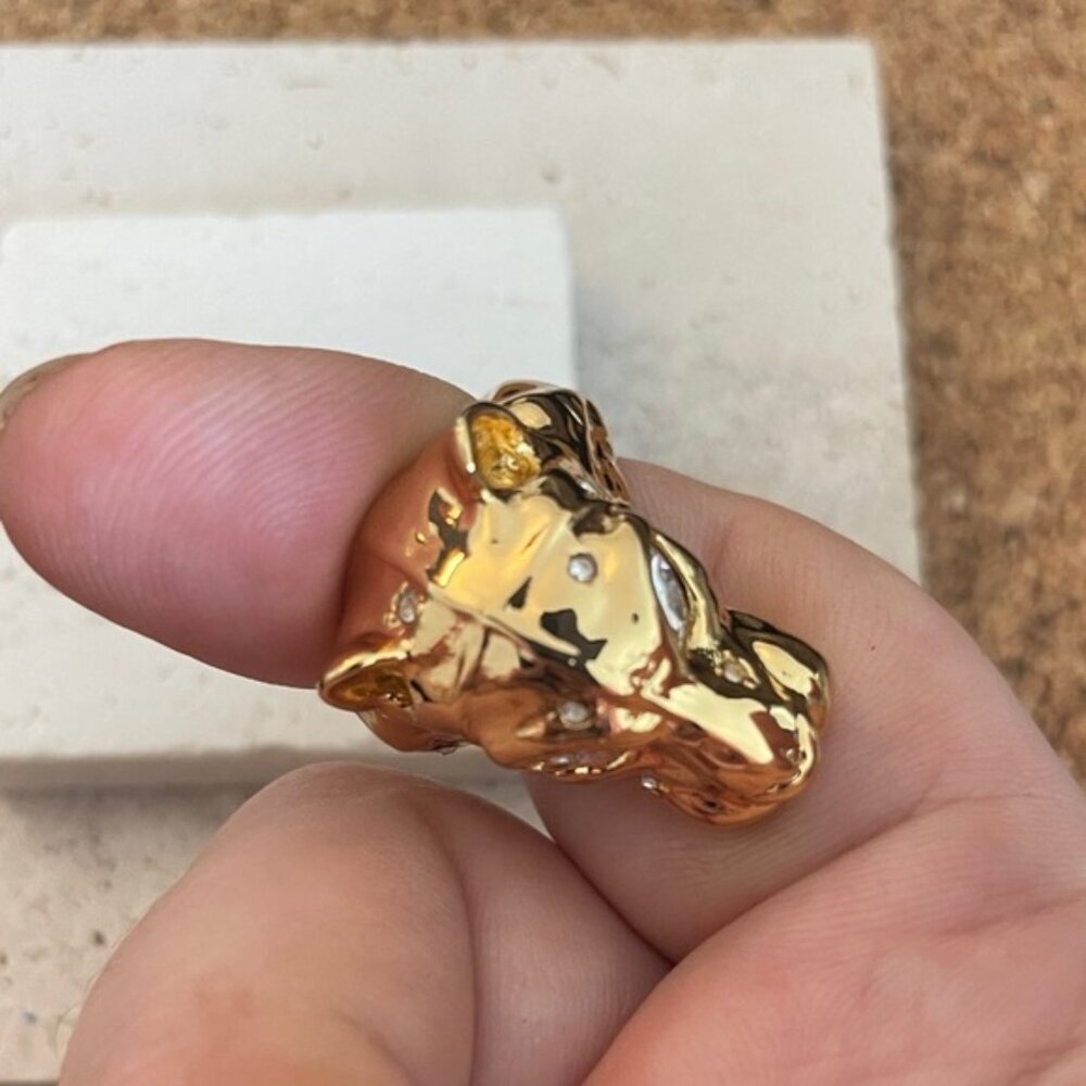Alexis Bittar Panther Head Ring Gold Crystal Sculptural Animal Statement Ring Ra - Picture 5 of 9